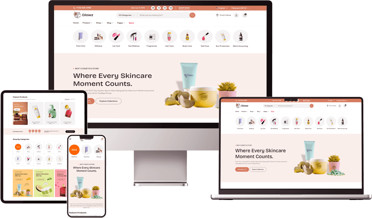 Glowz Cosmetics Store Shopify Theme